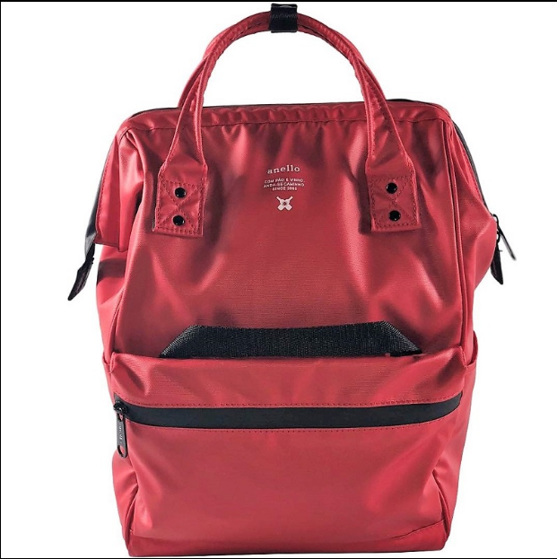日本 anello双肩包男女背包 妈咪学生书包电脑旅行包红色大号OS-B001（防水款）