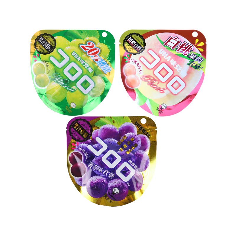 日本 悠哈UHA糖 紫葡萄/青提子/白桃果汁软糖三种口味组合