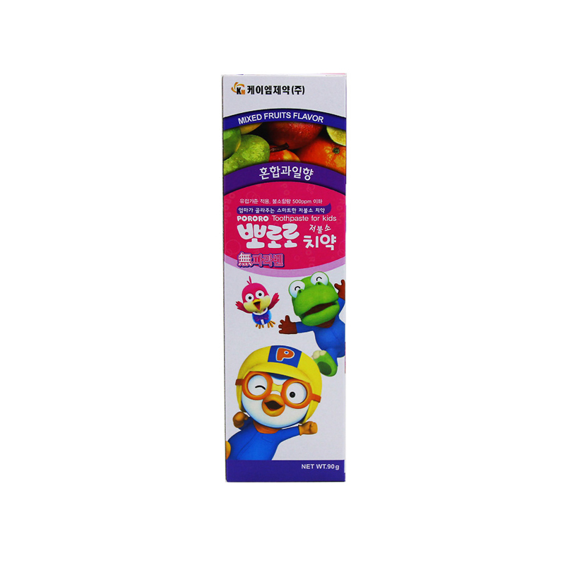 韩国进口pororo啵乐乐儿童水果清洁牙膏90g 四款随机发货