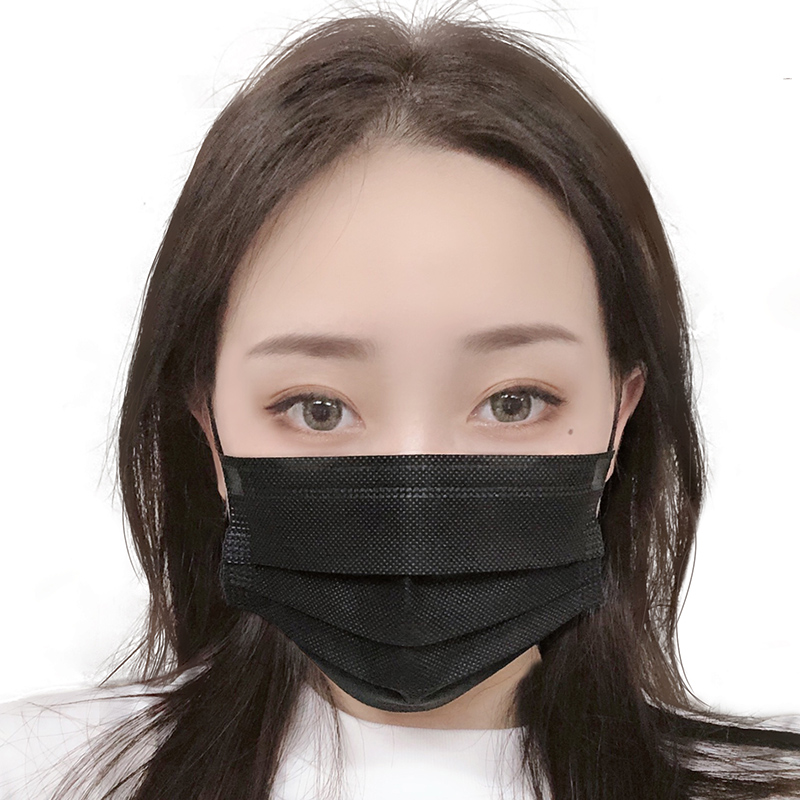 日本greennose绿鼻子成人一次性口罩女夏天薄款透气独立包装黑色（10片装）