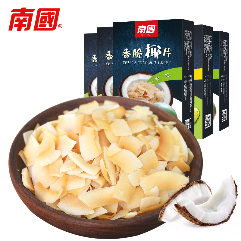 中国 南国 香脆椰子片干脆片60gx5烤椰肉片零食小吃休闲食品