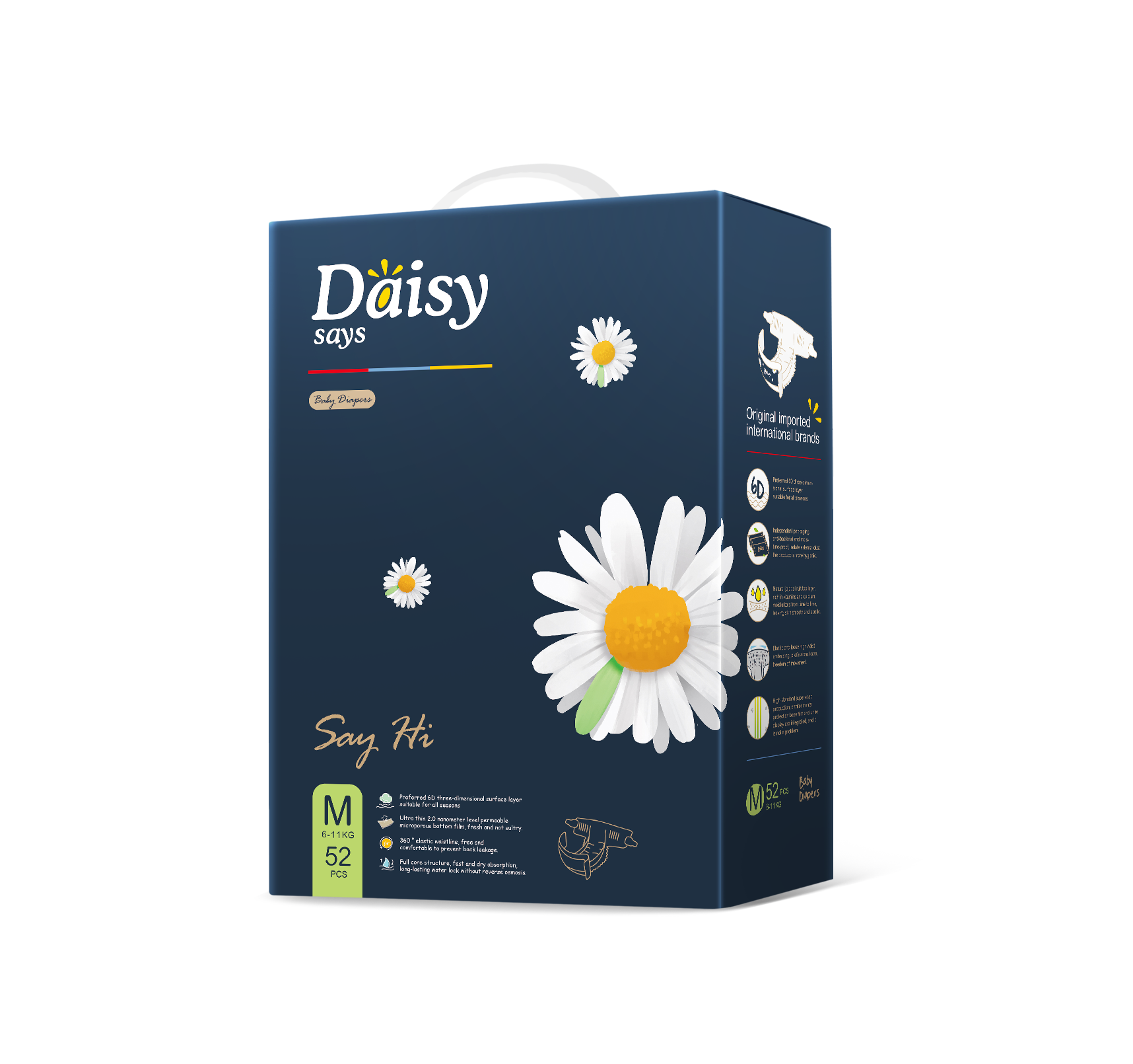 澳大利亚 Daisy says雏菊花语 超薄柔软 单片独立包装纸尿裤 M码 52片/盒