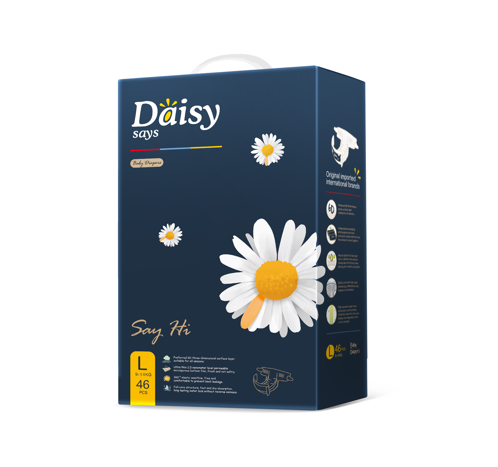 澳大利亚 Daisy says雏菊花语 超薄柔软 单片独立包装纸尿裤 L码 46片/盒