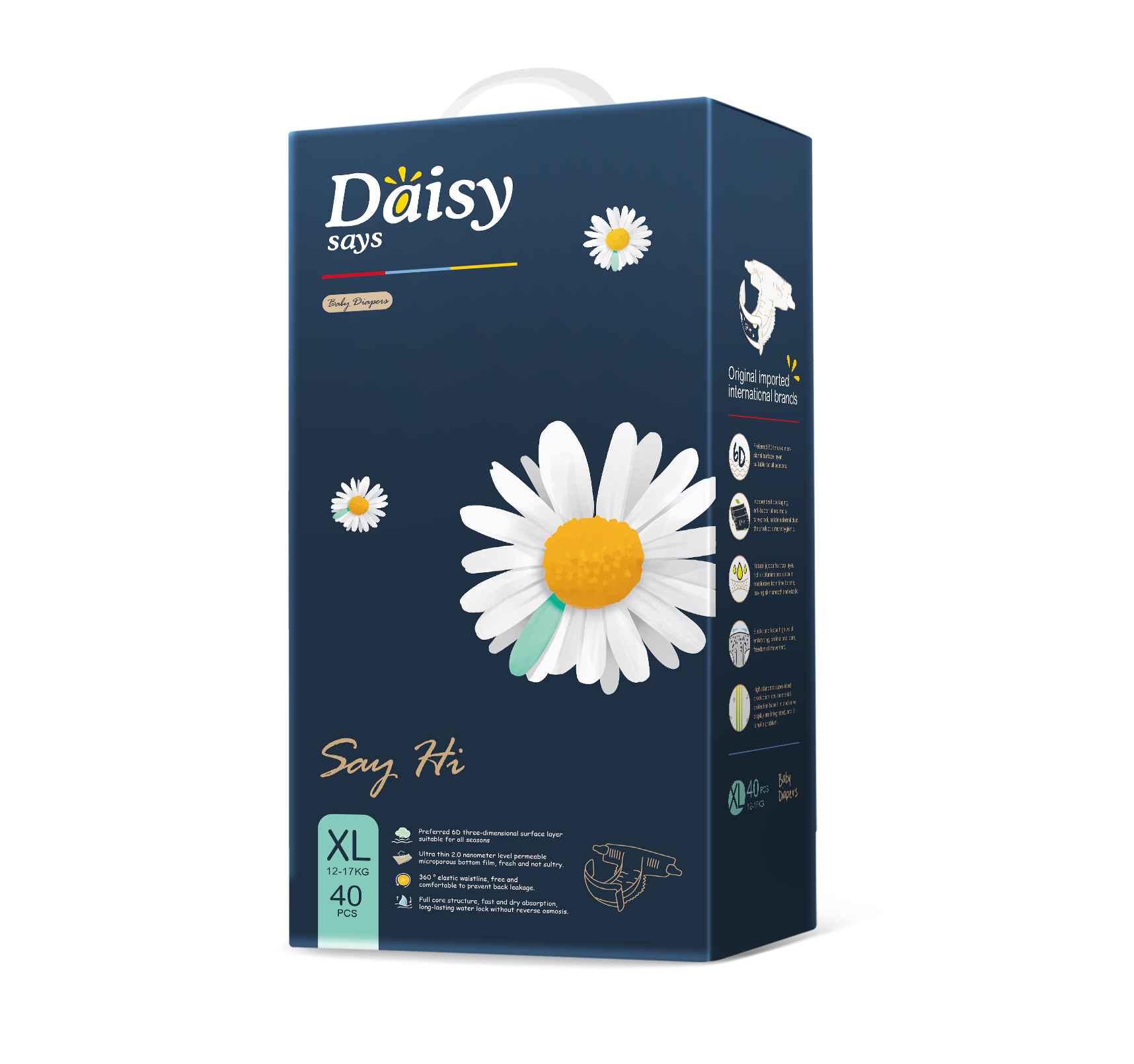 澳大利亚 Daisy says雏菊花语 超薄柔软 单片独立包装纸尿裤 XL码 40片/盒