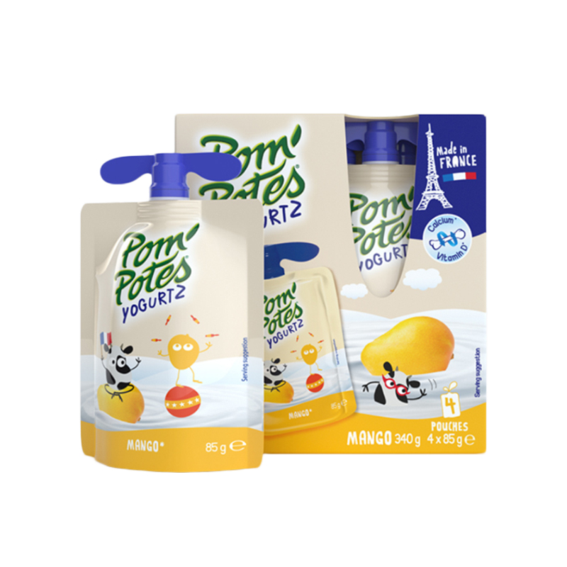 法国Pom'Potes法优乐儿童常温酸奶宝宝辅食零食酸奶85g*4袋芒果