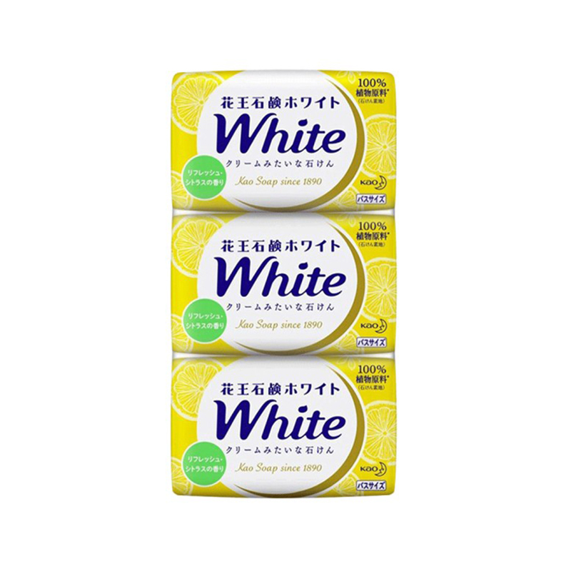 日本花王香皂white植物护肤柠檬茉莉香味130g*3包/组