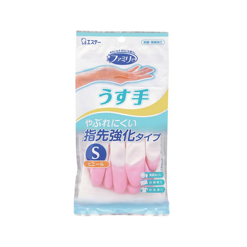 日本ST小鸡FAMILY树脂橡胶家务强化手套粉色S码