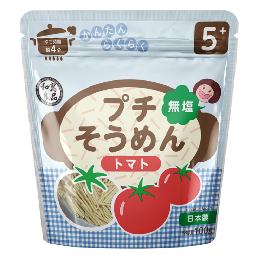 日本进口和寓良品细碎面无盐无添加婴儿辅食宝宝面条100g(番茄味）