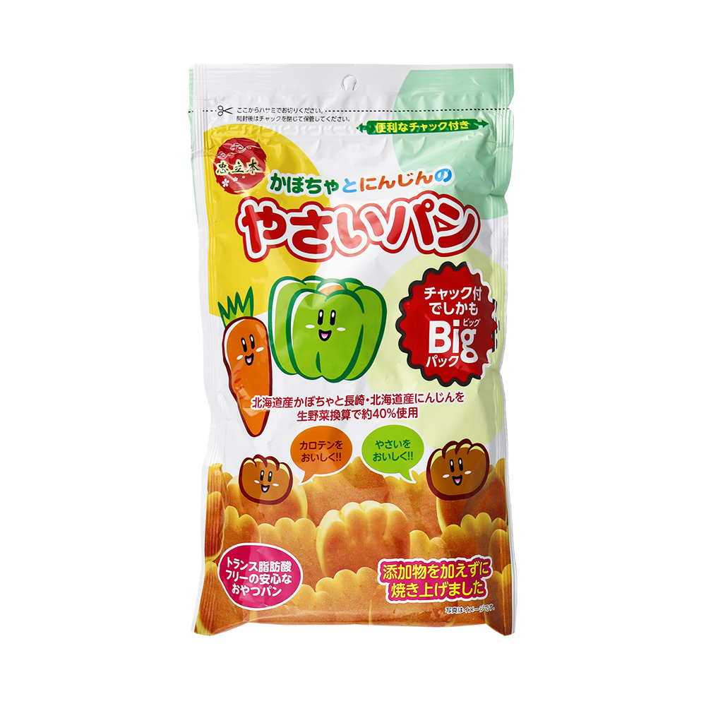 日本进口金增小面包牛奶蔬菜味宝宝营养辅食小零食儿童糕点早餐（南瓜胡萝卜蔬菜味88克）