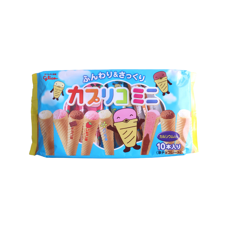 日本固力高glico三兄弟甜筒冰淇淋雪糕脆饼87g