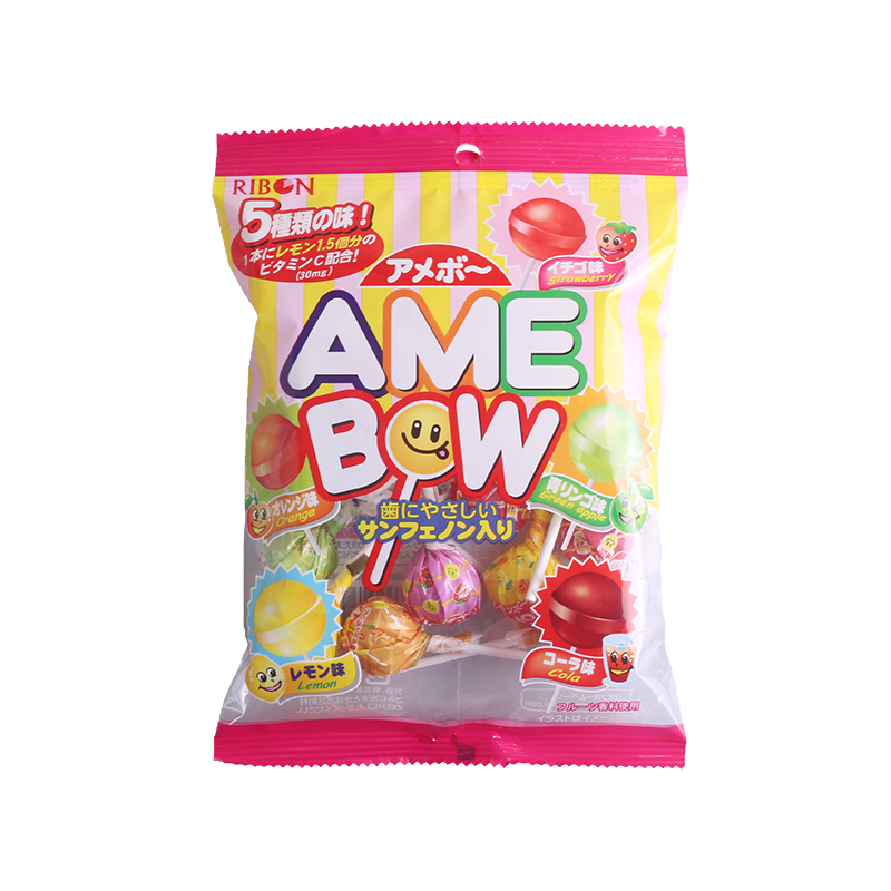 日本进口零食 RIBON 理本棒棒糖 混合水果口味儿童棒棒糖果