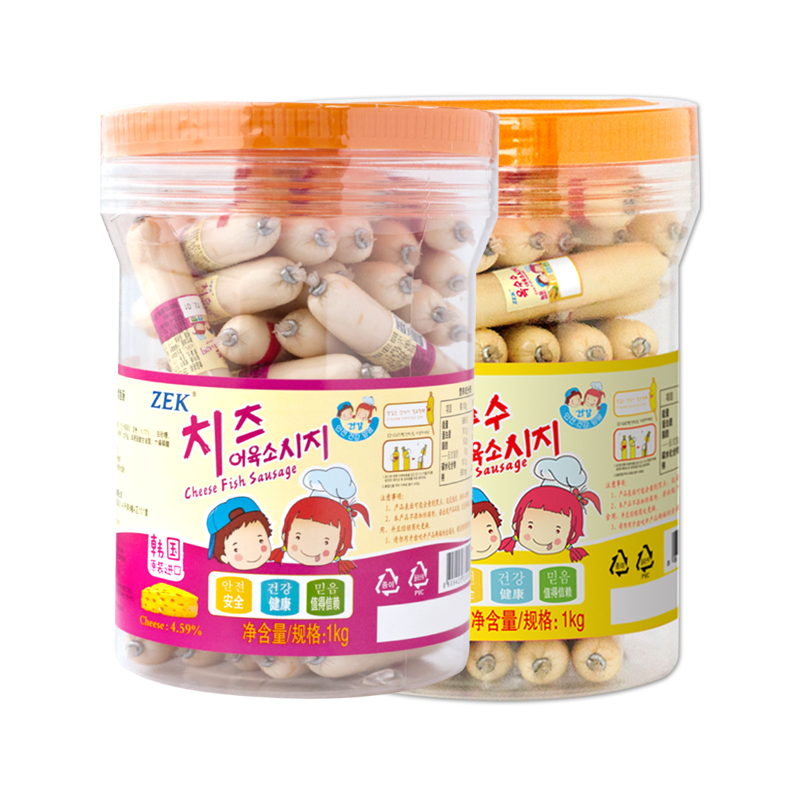 韩国进口ZEK大桶鱼肠-玉米/芝士味组合1Kg(20g*50)