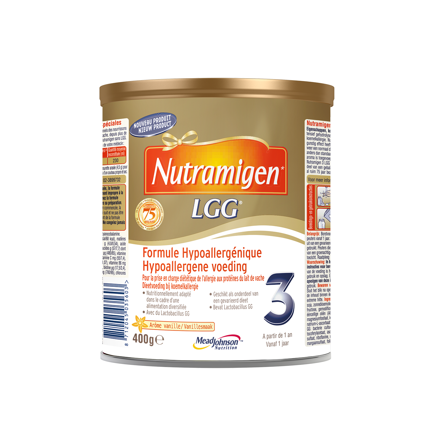荷兰版美赞臣Nutramigen安敏健抗牛奶过敏婴儿配方奶粉3段（400g）