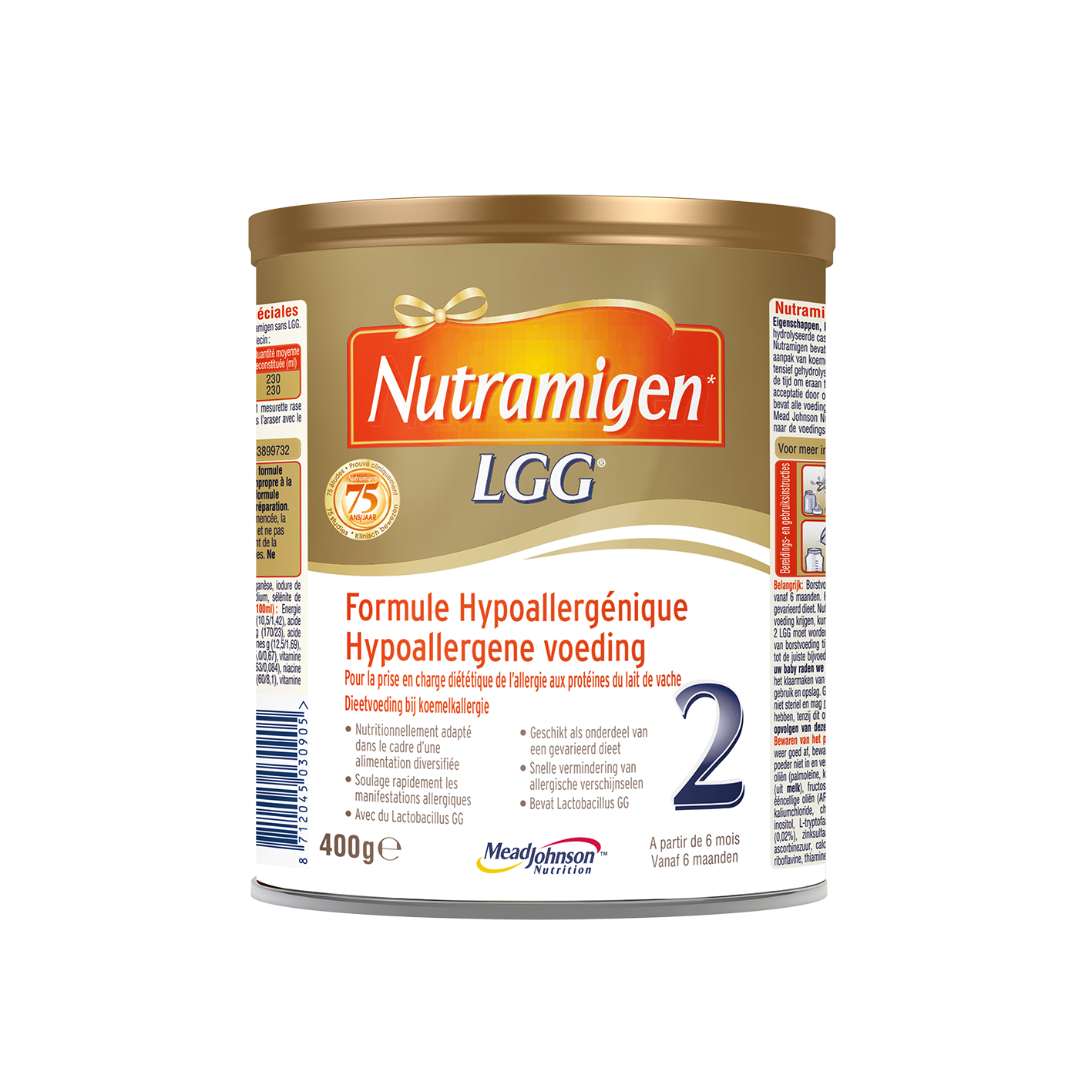 荷兰版美赞臣Nutramigen安敏健抗牛奶过敏婴儿配方奶粉2段（400g）