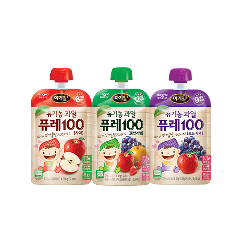 韩国进口日东福德食果泥（苹果、混合水果、葡萄+苹果味）80g*3