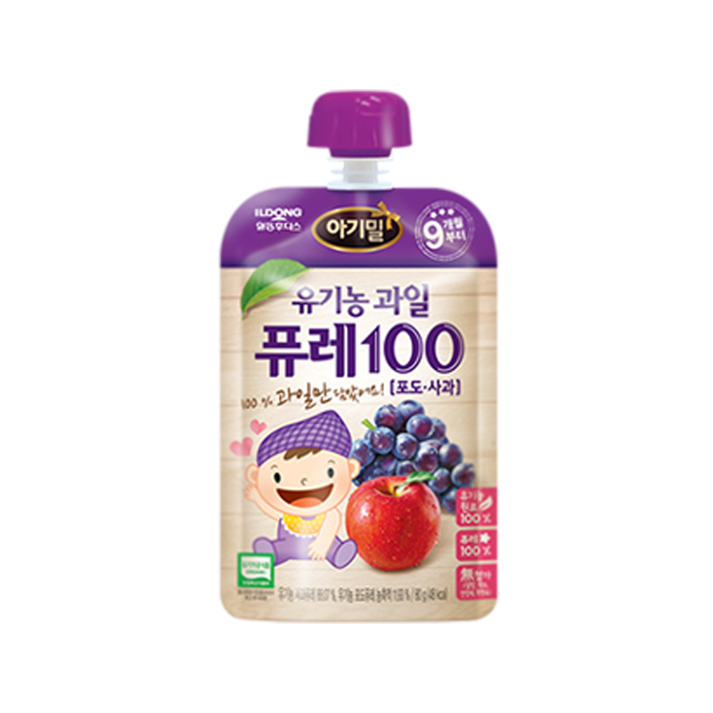 韩国原装进口日东福德食果泥100（葡萄+苹果味）80g