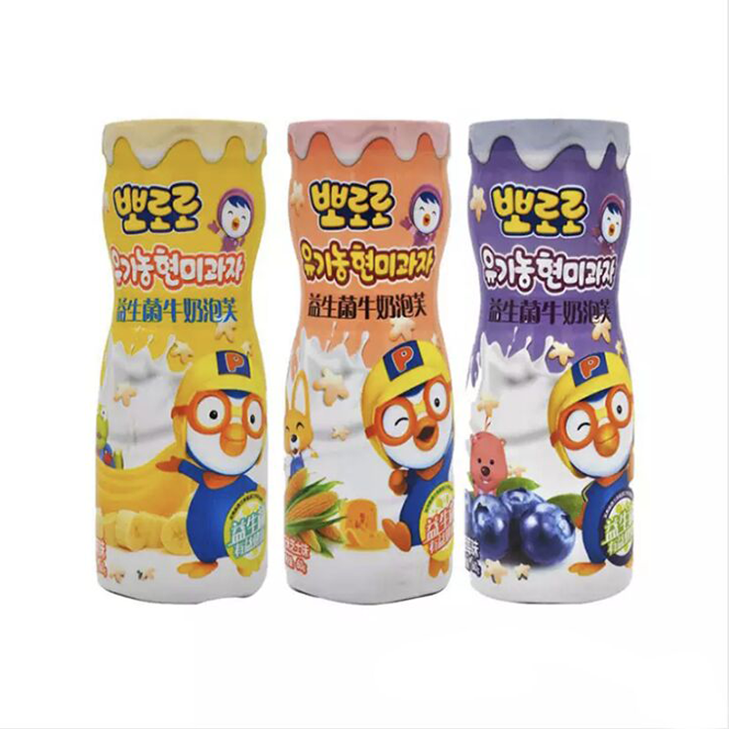 韩国啵乐乐益生菌牛奶泡芙60g 香蕉味、蓝莓味、玉米芝士味组合装