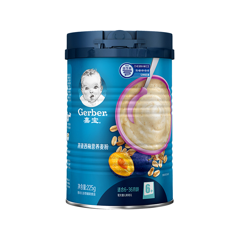 美国Gerber嘉宝米粉2段 燕麦西梅营养米粉米糊 婴儿辅食宝宝 6-36个月