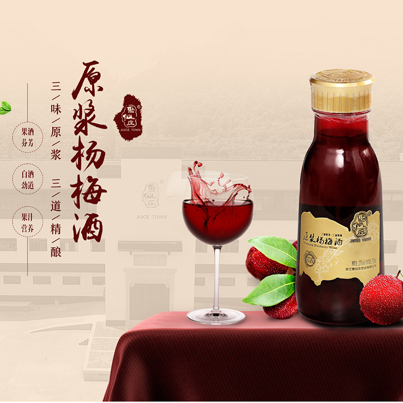中国仙居聚仙庄原浆杨梅酒375ml两瓶装