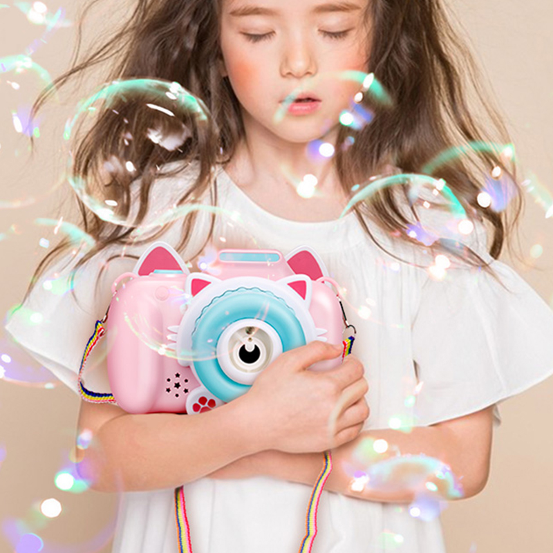 智恩堡萌趣泡泡猫咪相机网红发光同款儿童电动全自动吹泡泡玩具058-1