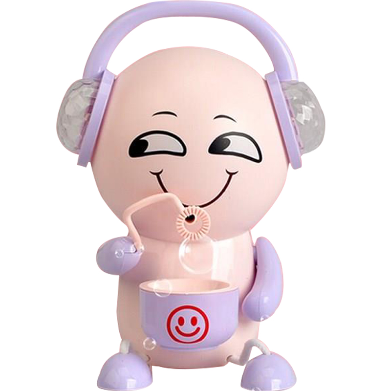智恩堡表情公仔泡泡相机网红发光同款儿童电动全自动吹泡泡玩具粉色