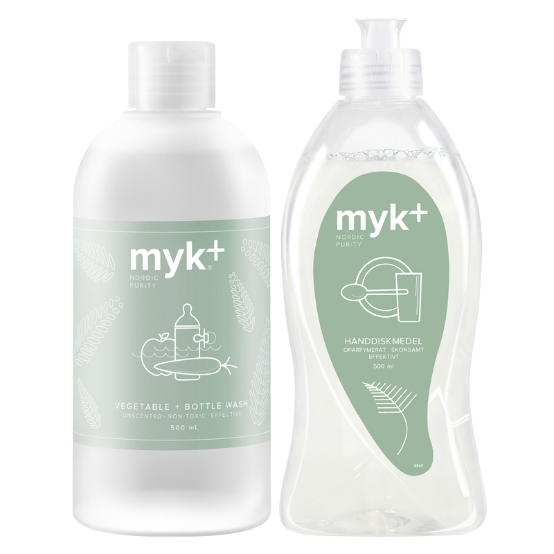 洣洣myk+温和安心洗涤两件套（myk+蔬果儿童餐具洗净液500ml+myk+温和高效洗碗精500ml）