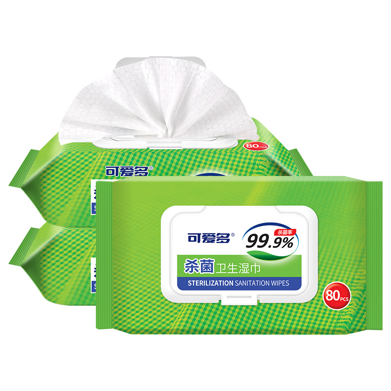 可爱多 杀菌99.9%卫生湿巾 盖装 80片/包*3包