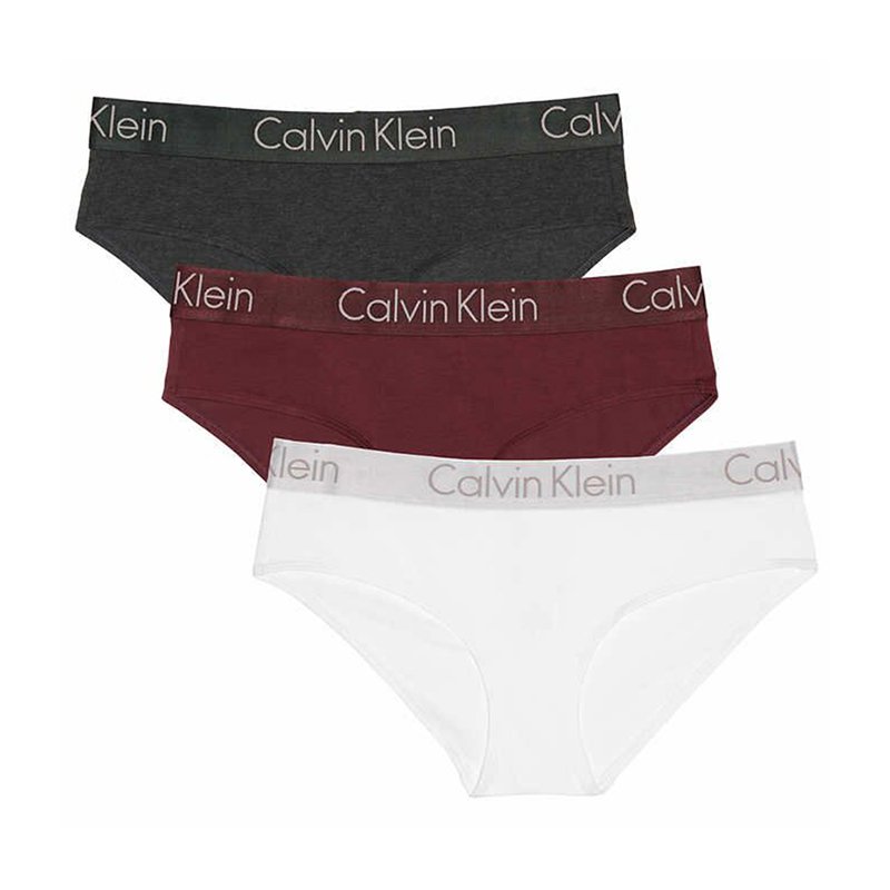 美国Calvin Klein/CK卡文克莱女士透气亲肤 三条装/盒装 女士低腰平角内裤 黑红白 S码 【美国直邮】