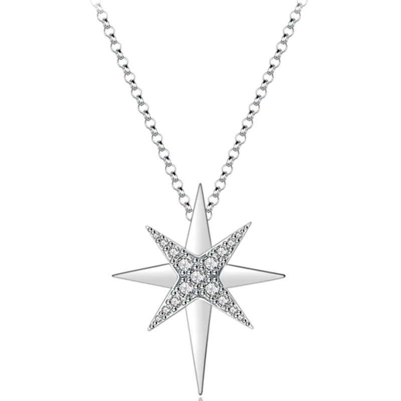 ELLE925银项链女星星简约DoubleStar系列锁骨链气质优雅经典40CM+5CM（加长链）3033101