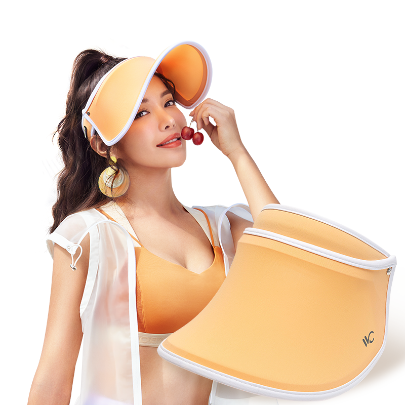 韩国vvc2020新款遮阳帽青春版女夏季空顶防晒帽防紫外线遮脸太阳帽 日光橙