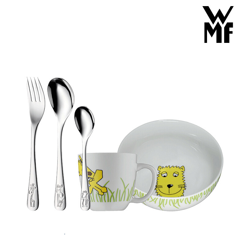 WMF德国福腾宝餐具五件套 不锈钢卡通儿童宝宝餐具套装礼盒装5件套Safari餐具12.0000.0010