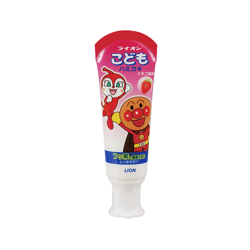 【日本直邮】LION 狮王 可吞咽型儿童牙膏（面包超人） 草莓味 40g