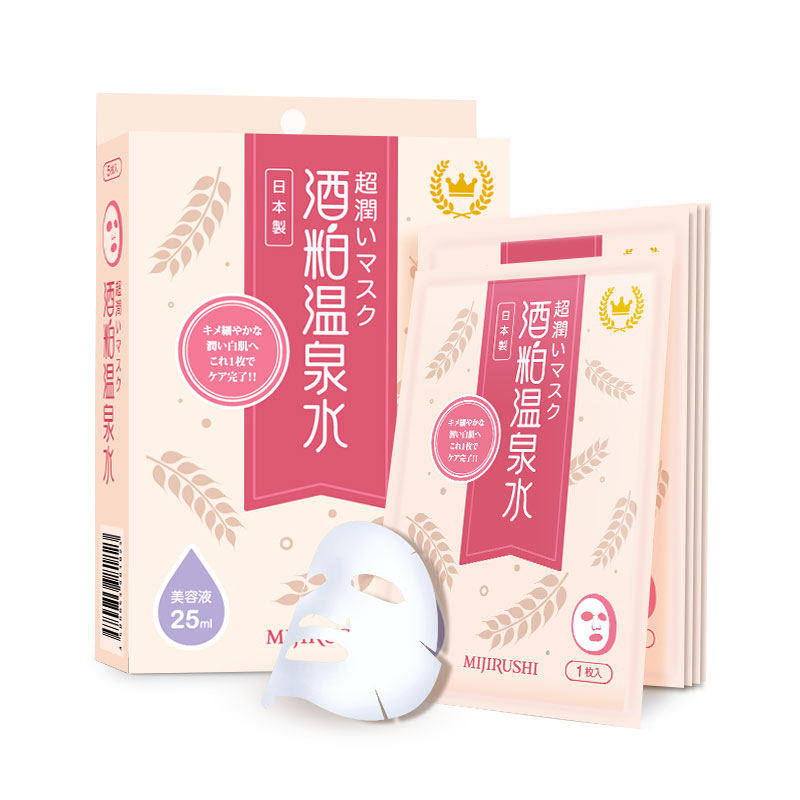 日本MIJIRUSHI/美印酒粕温泉水保湿嫩白修复毛孔蚕丝面膜5片/盒