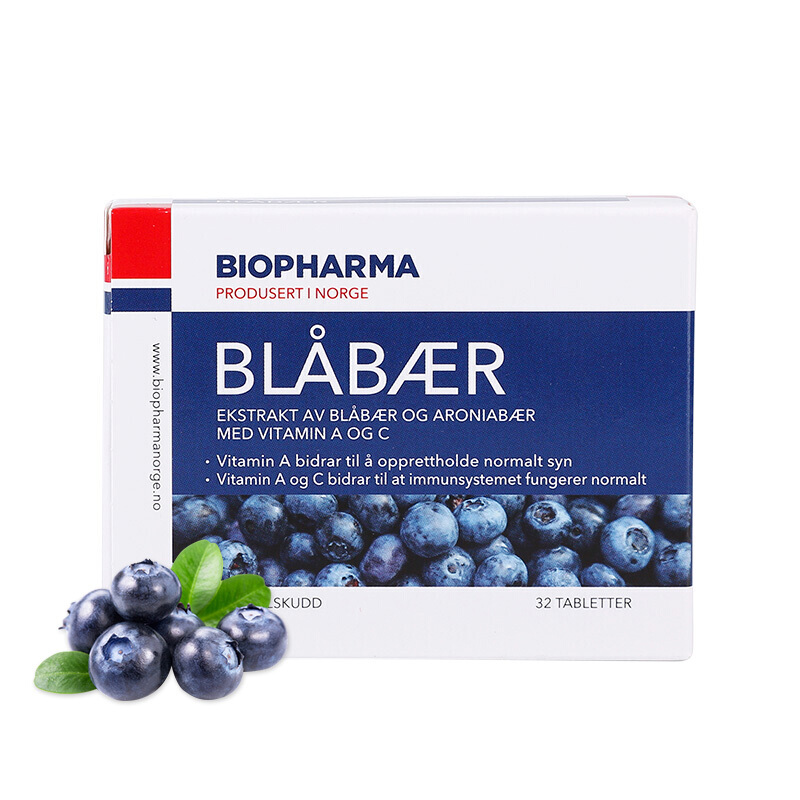挪威Biopharma越橘(野生蓝莓)含片 学生成人护眼明目蓝莓花青素32粒