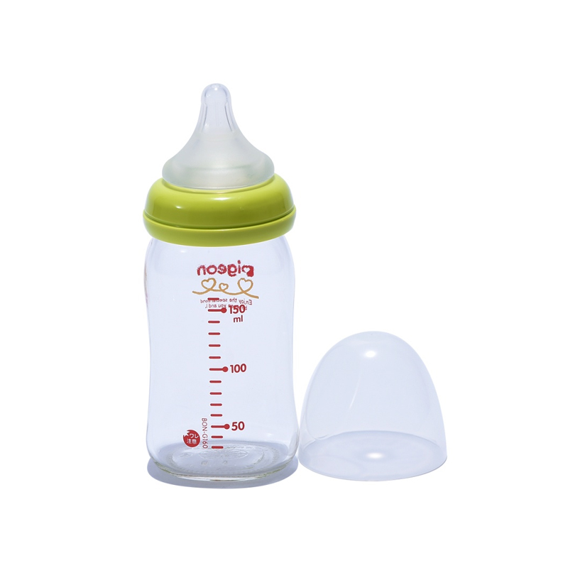 【日本直邮】PIGEON 贝亲 母乳实感 耐热玻璃奶瓶  160ml 浅绿色