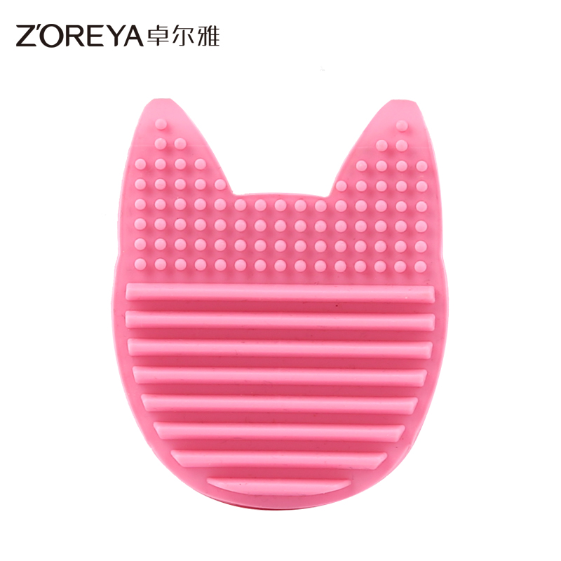 ZOREYA硅胶洗刷蛋化妆刷清洁蛋清洗工具硅胶洗刷板洗刷器【粉色小猫】