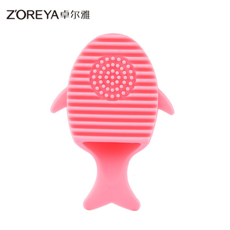 ZOREYA硅胶洗刷蛋化妆刷清洁蛋清洗工具硅胶洗刷板洗刷器【粉色小鱼】