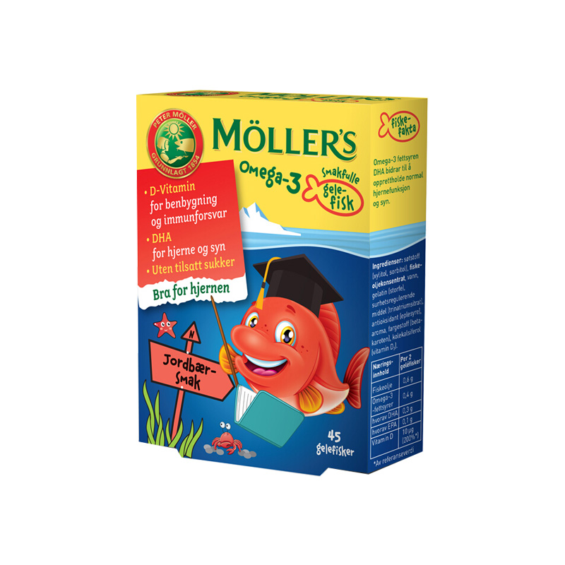 【授权商品】Mollers 沐乐思 果冻鳕鱼鱼油 草莓味 45粒/盒