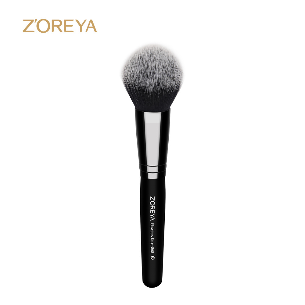 ZOREYA美妆工具欧美市场白头黑底人造纤维化妆刷黑色木柄散粉刷