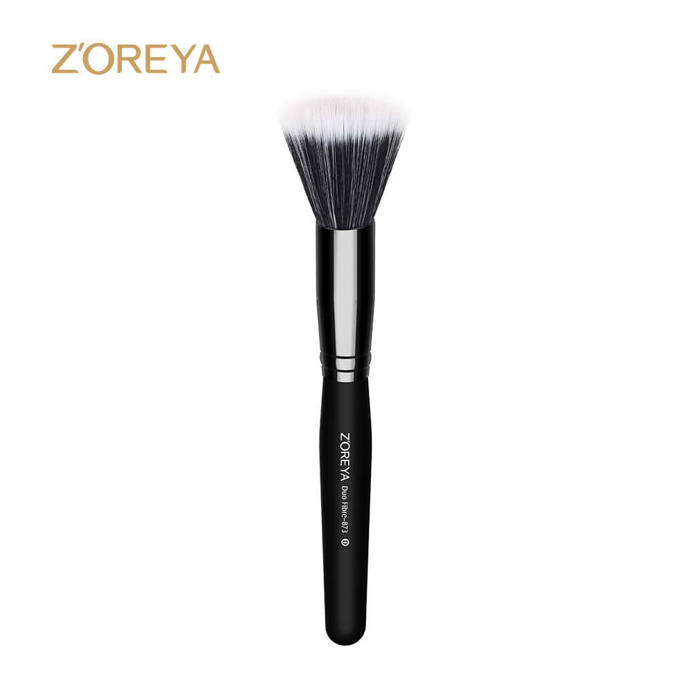 ZOREYA美妆工具欧美市场白头黑底人造纤维化妆刷黑色木柄轮廓刷