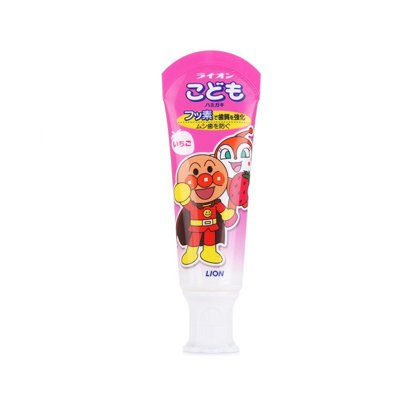 日本 LION 狮王 防蛀牙龋齿 可吞咽面包超人儿童牙膏 （草莓味）