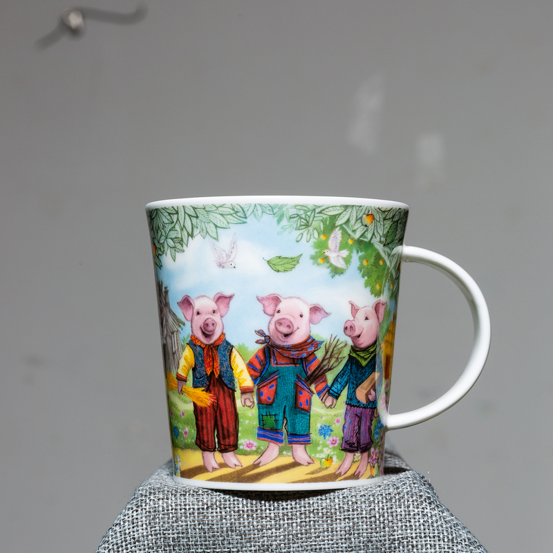 英国原产DUNOON丹侬 Lomond杯型骨瓷茶杯水杯 三只小猪 粉色 320ml