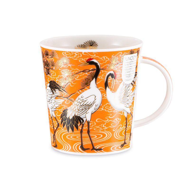 英国原产丹侬Dunoon骨瓷水杯马克杯茶杯LOMOND型 仙鹤系列 320ml 橙色