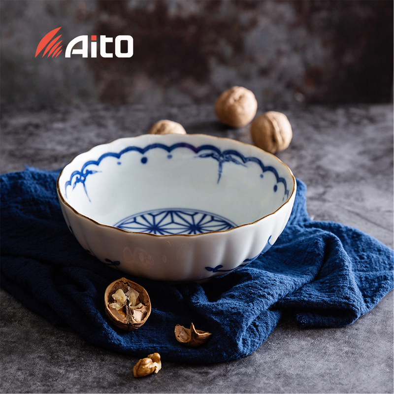 日本原产AITO Kisshokomon吉祥小纹美浓烧陶瓷碗餐碟 饭碗：約φ13.8×H5cm