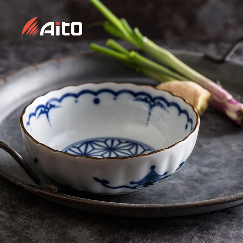 日本原产AITO Kisshokomon吉祥小纹美浓烧陶瓷碗餐碟 大碗：約φ16.7×H6.1cm