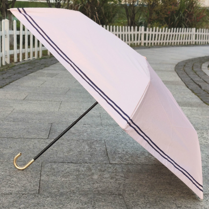 【一般贸易】19新款801-586日本wpc遮阳伞晴雨两用超轻太阳伞防紫外线UV99%学院风条纹（粉色）