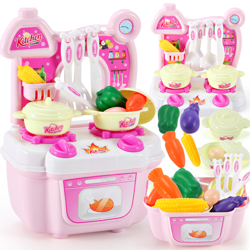 新品儿童过家家玩具16件套迷你小厨房仿真人性化男女孩玩具 粉色