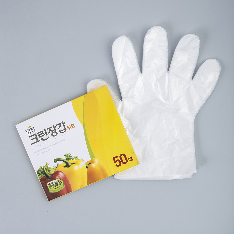 韩国原产Myungjin厨用一次性手套塑料手套薄膜手套50g 24*27cm 50张