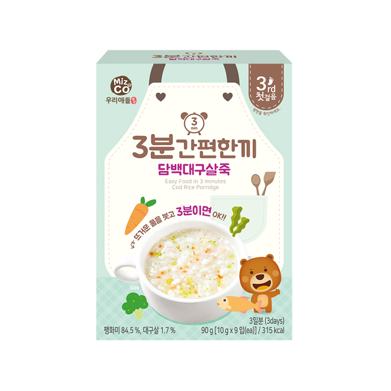 韩国原装进口宝宝饭桌速食米粥(鳕鱼味)90g