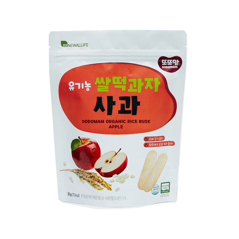 韩国原装进口丽幼儿哆哆妈有机大米饼（苹果味）20g